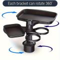 3-in-1 Detachable Car Cup Holder Tray-Expandable Food Table with 360° Rotating Design,Sturdy Base for Long Road Trips Table Tray.