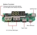 Digital Display Dual USB 5V 2.4A Power Bank Module | Type-C/Micro Input 18650 Lithium Battery Charger Board | Boost Converter with LED Screen. 