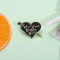 Vintage Punk Alloy Heart Enamel Pins What Would Buffy Do? Classic Black Letter Brooch Clothing Lapel Badge Funny Jewelry Gifts. 