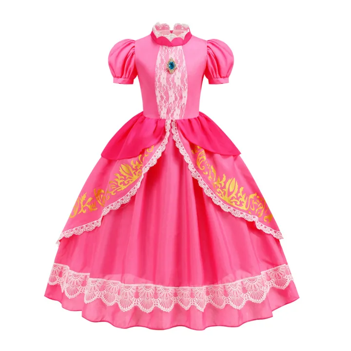 Pumber%20Bros%20Vedio%20Game%20Movie%20Cosplay%20Girl%20Peach%20Dress%20up%20Lace%20Ball%20Gown%20Princess%20Costume%20Kid%20Cute%20Halloween%20Clothing%20Frock%202-10Y%20-%20Image%202