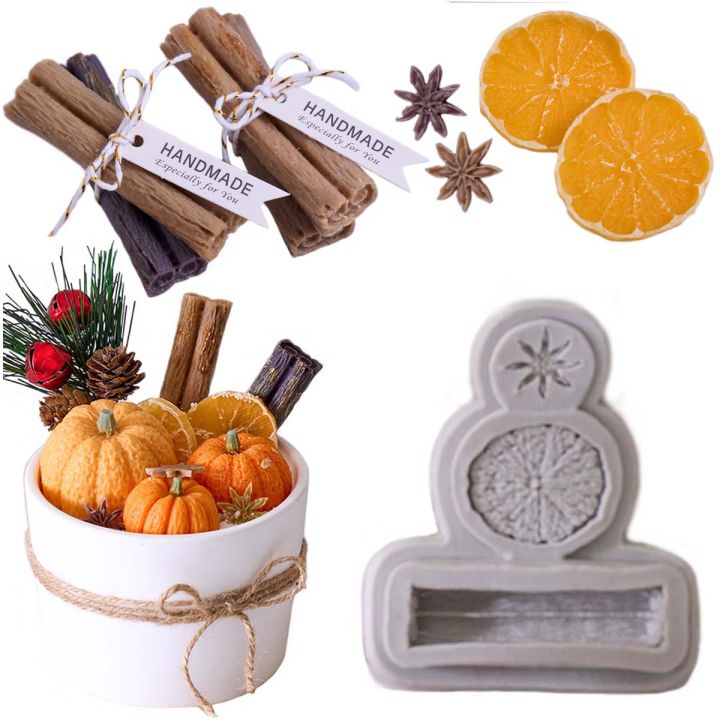 3D Lemon Cinnamon Star Anise Nuts Christmas Silicone Mold Wax DIY Cupcake Candy Baking Molds Chocolate Fondant Cake Decor Tool