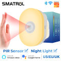 Tuya Smart WiFi PIR Motion Sensor Led Night Light Eu Us Uk Plug In Wall Lamp Warm White RGB Room App Voice For Alexa  Home lightify. 