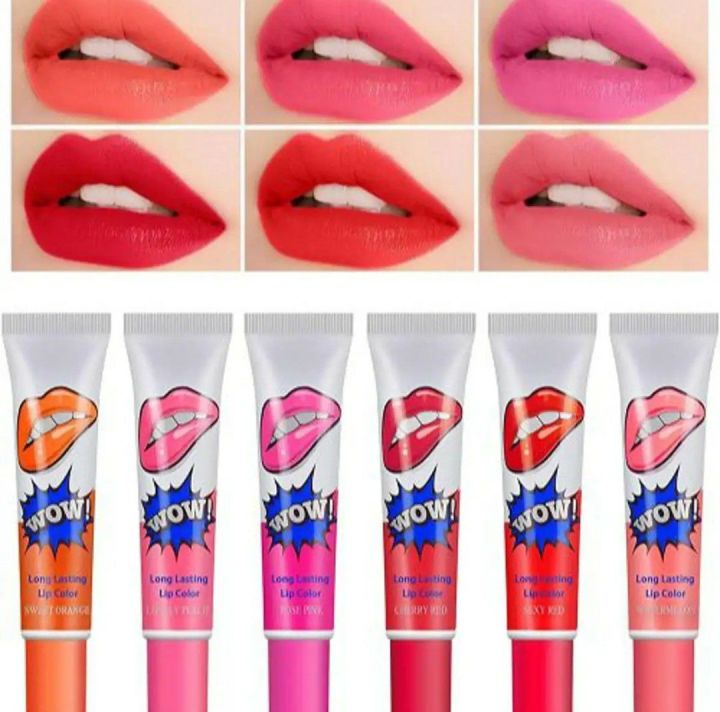 Wow lipgloss 6 Colors Set Peel Off Lipstick Magic Matte Lip Gloss Beauty Wow Lip Stick Best Quality