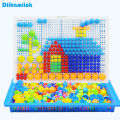 296pcs Mushroom Nail 3D Puzzle Blocks Kids Montessori Games Color Cognition Intellectual Educational Toys for Children Gifts. 