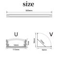 LED Strip Aluminum Profile 50CM Recessed Surface Mounted Aluminium Channel with Diffuser PC Cover for 8mm 10mm Linear Lighting. 