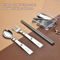 New 1Pc/3Pcs Portable Outdoor Cutleries Stainless Steel Spoon Fork Chopstick For Camping Travel School Use Folding Tablewares.