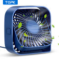 TOPK Mini Portable Fan USB Desk Fan Table Strong Airflow &Quiet Operation 3 Speed Wind 360°Rotatable Standing fans for room Home. 