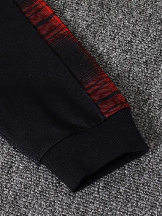 Spring%20Autumn%20Plaid%20Print%20Baby%20Boy%20Long%20Sleeve%20Hooded%20Fleece%20Lined%20Shirt%20Color%20Block%20Pants%20Two-Piece%20Casual%20Outfit%20for%20Toddlers%20-%20Image%206