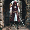 Medieval Mens Surcoat, Linen Hooded Tunic, Renfaire Cape, LARP Ranger Cosplay. 