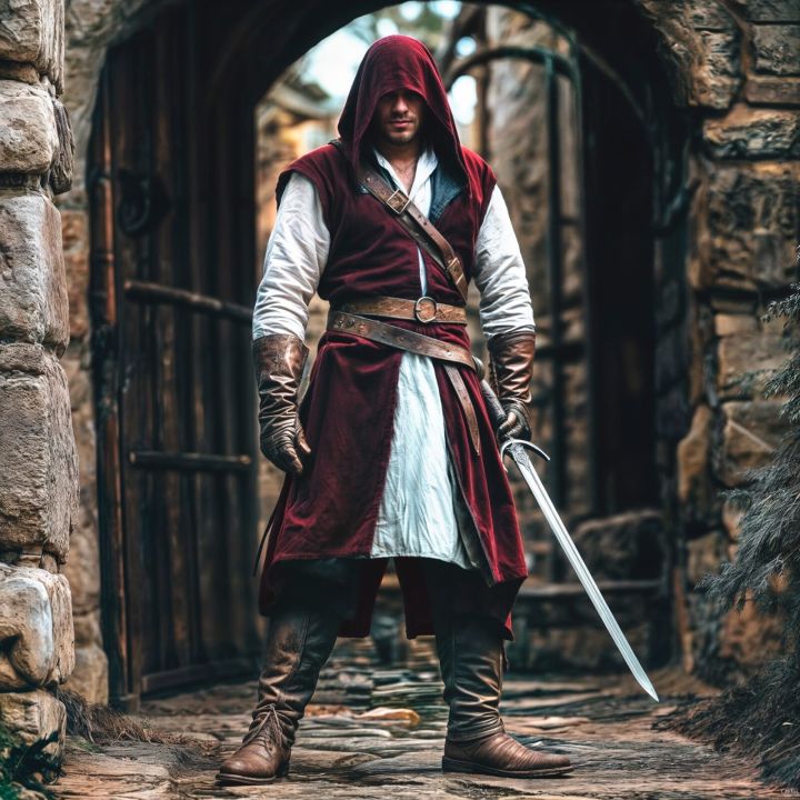 Medieval%20Mens%20Surcoat,%20Linen%20Hooded%20Tunic,%20Renfaire%20Cape,%20LARP%20Ranger%20Cosplay%20-%20Image%202