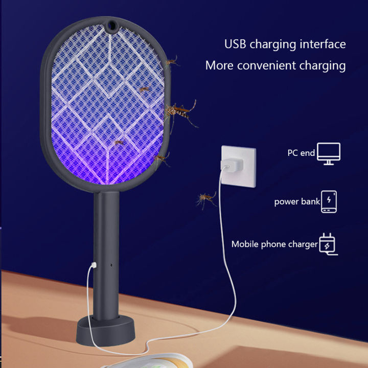 Mosquito Racket 2-in-1 Mosquito Racket Insect Killer USB Charging Protective Net Household Supplies for Home Bedroom Living Room
