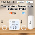 2026 New Tuya WiFi Humidity Temperature Sensor with External Probe Thermometer for Smart Home APP Monitoring for Refrigerator. 