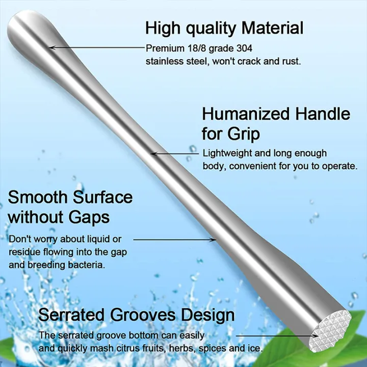 PGY%202Pcs%20Stainless%20Steel%20Cocktail%20Muddler%20with%20Bar%20Mixing%20Spoon%20Cocktail%20Muddler%20Long%20Drink%20Stirrer%20Bartender%20Bar%20Accessories%20-%20Image%202