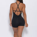 Yoga Set Women's Jumpsuit Buttocks Sports One-piece Fitness Suit Backless Cross Bodysuit 2023 Solid Color Sets Gym Clothing.