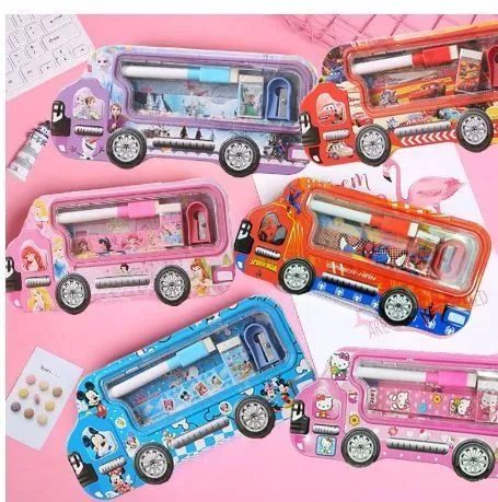 Parteet%C2%AE%20New%20Multicolour%20Cartoon%20Printed%20Van%20Shape%20Matal%20Pencil%20Box%20with%20Accessoriess%20for%20Kids%20(Pink)%20-%20Image%209