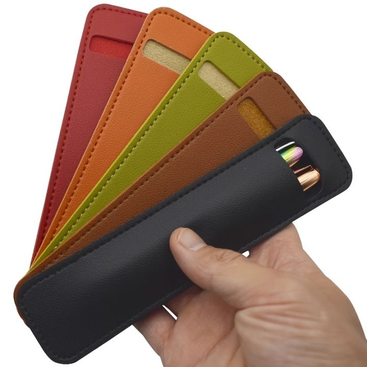 Pen Pouch for Ballpoint & Fountain Pens Soft PU Leather Pencil Case Conveniently Carrying and Safeguarding Travel Supplies