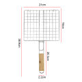 Barbecue Grilling Reusable Meat Fish Clip Holder Wooden Handle Stainless Steel Grill Mesh Foldable BBQ Grill Mat Grilling Basket.