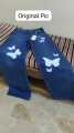 Women’s Blue Butterfly Wide-Leg Denim Jeans Printed and Export Quality. 