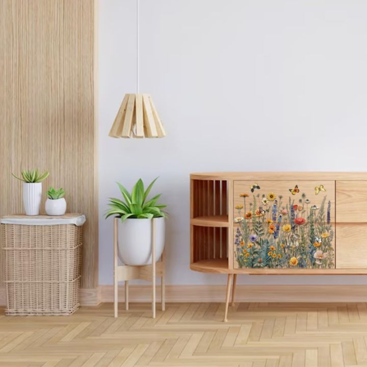 3Pcs%20Wildflowers%20Furniture%20Transfer%206x12inch%20Butterflies%20and%20Flowers%20Rub%20on%20Transfer%20Self-Adhesive%20Wall%20Art%20Decals%20for%20Bedroom%20-%20Image%204