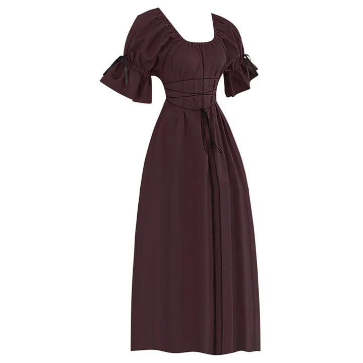 Women's%20Medieval%20Retro%20Style%20Princess%20Dress%20Square%20Neck%20Short%20Sleeve%20Tie%20Long%20Dresses%20Halloween%20Cosplay%20Evening%20Party%20Dresses%20-%20Image%203