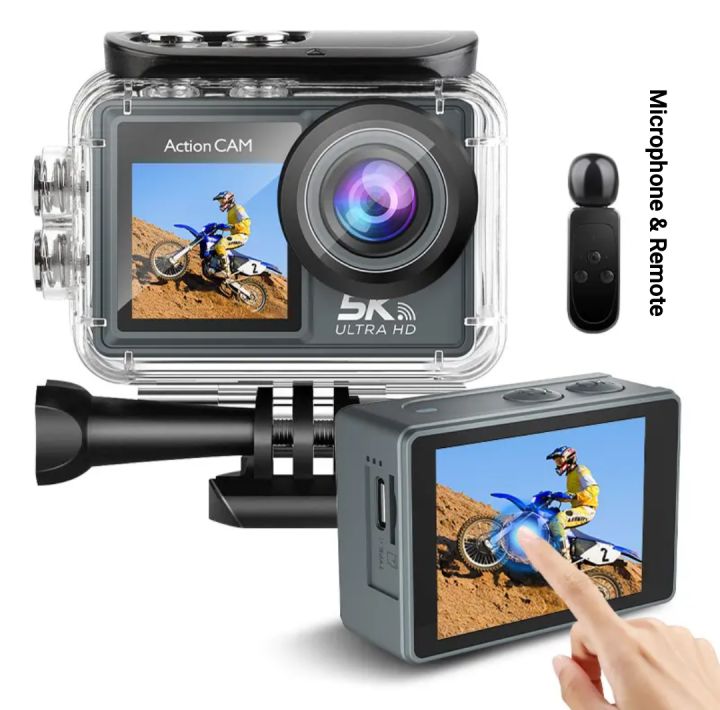 5K Wi-Fi Anti-shake Action Camera Dual Screen 170° Wide Angle 30m Waterproof Sport Camera With Remote Control 