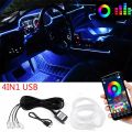 Flexible EL Wire Lights With App Control Ambient Atmosphere Strip Light Decorative Lamps 12V Car Interior Neon RGB Led Strip.