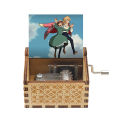 NEW STYLE Howl Castle Music Box Totoro Music Box Antique carved Wooden Hand Crank Music Box figure  Birthday @. 