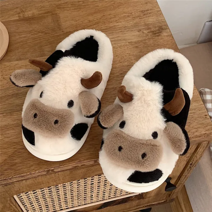 New%20Winter%20Unisex%20Cartoon%20Cow%20Warm%20Plush%20Slippers%20Couple's%20Indoor%20Non-slip%20House%20Slides%20Men%20And%20Women%20Toe%20Wrap%20Home%20Cotton%20Shoes%20-%20Image%203