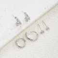 6Pcs/Set Silver Color Zircon Huggies Hoop Earrings for Women Fashion Copper Cartilage Piercing Earrings Set Female Party Jewelry. 