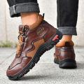 New Autumn Handmade Leather Men Boots Outdoor Design Sneakers Man Breathable Casual Leather Shoes Men Ankle Boots Fall Plus Size. 