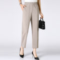 Summer Thin Breathable Elastic Pants 8XL Women's Solid Color High Waisted Loose Casual Pants Middle-aged Elastic straight leg.
