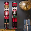 1 Pair Giant Nutcracker Flag Banner Red Green Christmas Door Hanging Durable Polyester Outdoor Holiday Decor Easy Install Banner. 