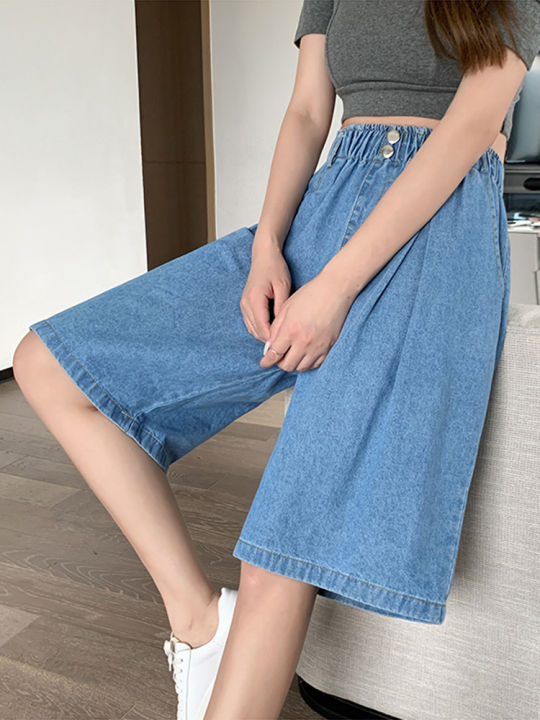 Casual Loose Plus Size Denim Shorts Woman Summer Wide Leg Short Pants Bermuda Femme Knee Length Boyfriend Jeans Shorts Women 5XL