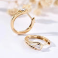 Dazzling Geometric White Zircon Hoop Earrings for Women Exquisite Fashion Engagement Wedding Earrings Jewelry.