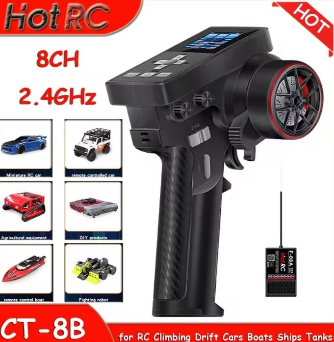 Hotrc ct8b 8 channel rc transmitter 2.4Ghz radio system ct8b with F-08A ...