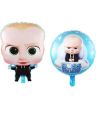 Boss Baby Theme Foil Balloons For Birthday Decorations 5 Pc Set Combo Includes 1 Boss Baby Foil Balloon, 2 Blue Star, 2 Round Printed Ballons For Kids Boys Birthday Decoration Items. 
