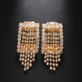 Stonefans Exaggerated Geometric Tassel Earrings for Women Luxury Rhinestone Earrings Dressing Ball Party Jewelry Accessories.