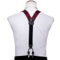 Fashion Men's Suspenders Adult Paisley Bowtie Handkerchief Cufflinks Necktie Sets Male Wedding Party Vintage Elastic Adjust. 