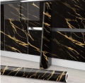 Marble Wallpaper Sheet (Black-Golden)– Self-Adhesive PVC Wall Sticker | Waterproof & Oil-Proof Peel and Stick Contact Paper for Kitchen, Cabinets, Walls, Furniture & Home Décor. 