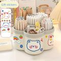 Cartoon Fire Wheel 360 Degree Rotating Pen Holder Storage Box Large Capacity Storage Box Office Desktop Stationery Storage. 