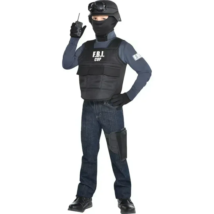 2025%20Halloween%20Kinderen%20Fbi%20Swat%20Pakken%20Cosplay%20Kleding%20Mini%20Kogelvrij%20Vest%20Helm%20Swat%20Pak%20Set%20Halloween%20Party%20Dress%20Up%20-%20Image%202