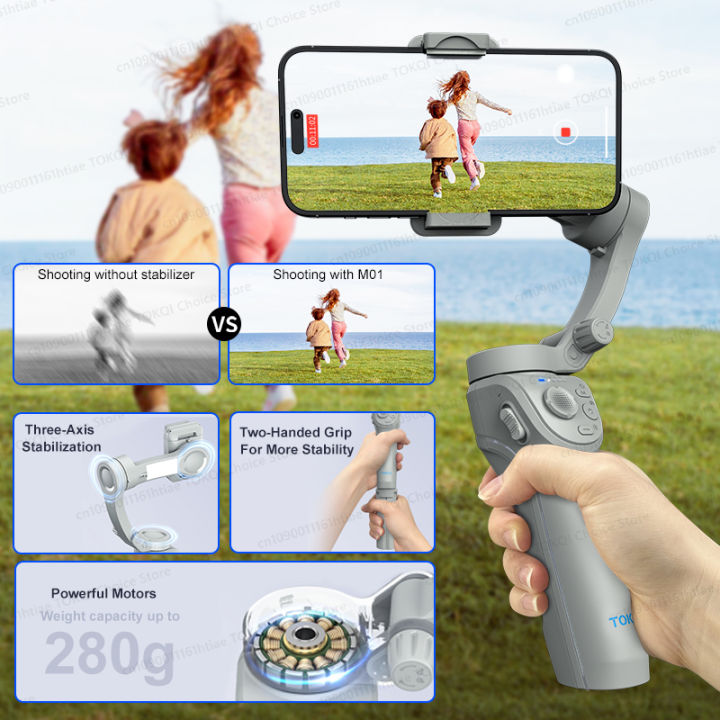 TOKQI%20M01%203-Axis%20Anti-Shake%20Handheld%20Gimbal%20Phone%20Stabilizer%20Foldable%20Holder%20Selfie%20Tripod%20with%20Fill%20Light%20for%20iPhone%20Smartphone%20-%20Image%203