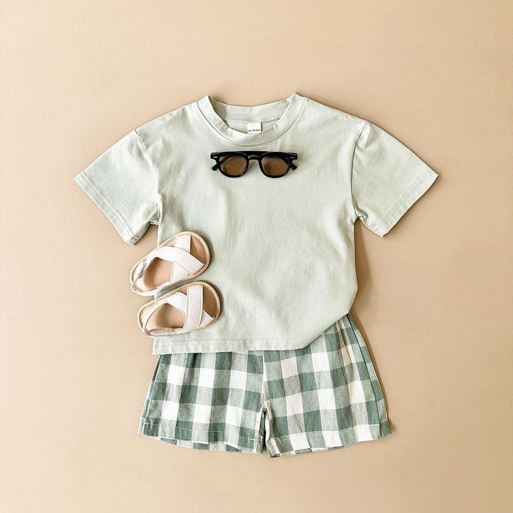Summer%202Pcs%20Newborn%20Baby%20Boys%20Clothes%20Set%20Girls%20Suit%20Casual%20Dinosaur%20Printed%20T-shirt+Checkered%20Shorts%20Infant%20Toddler%20Outfit%200-3Y%20-%20Image%204