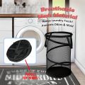 Pop Up Hamper for Laundry Mesh Collapsible Laundry Basket | Large Clothes Hamper - Black/White. 