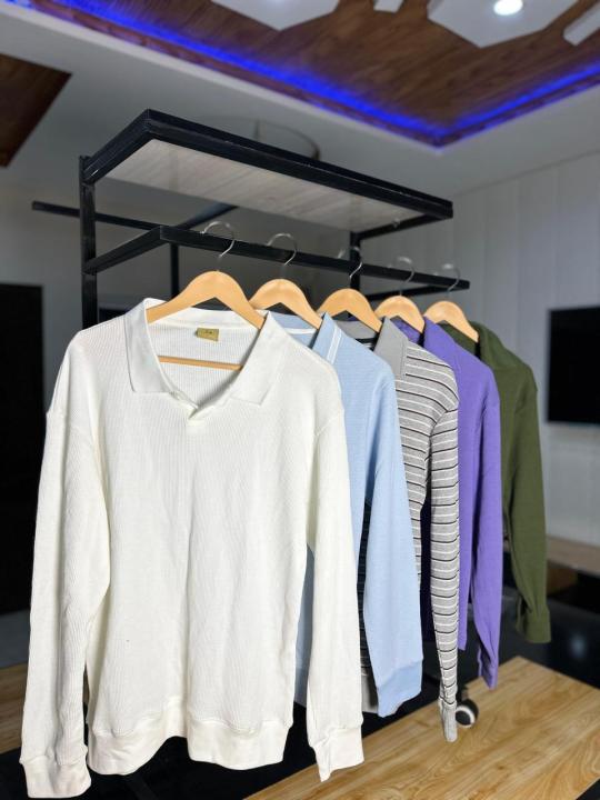 AQSHAR BRAND 🧥 Johnny Collar Waffle Full Sleeve Polo Shirt – Stylish ...