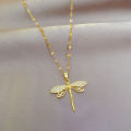 DIEYURO 316L Stainless Steel Personality Dragonfly Pendant Necklace For Women Fashion Girls Clavicle Chain Party Jewelry Gifts. 