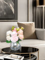 1pc Round Glass Vase Living Room Ornament Shop Atmosphere Decoration Room Pendant Crafts,.