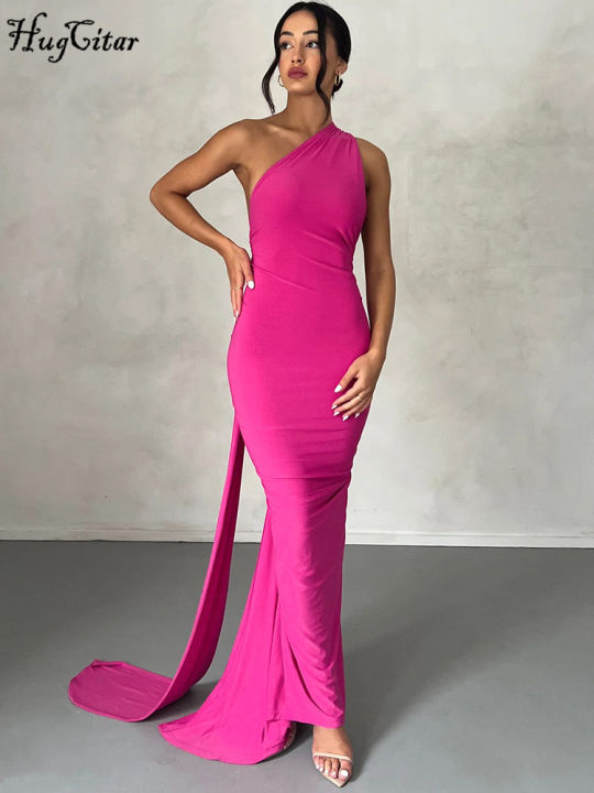 Hugcitar%20One%20Shoulder%20Backless%20Adjustable%20Scarf%20Loop%20Ruched%20%20Maxi%20Dress%20Women%20Elegant%20Y2K%20Streetwear%20Festival%20Outfit%20-%20Image%202