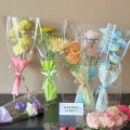 10pcs Single Rose Sleeves Flower Wrapping Bag Bouquet Packaging Bags Clear Cellophane Floral Wrappers For Valentine's Day. 