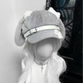 Women's Kawaii Hat Sweet Style New Fashion Cap Grey Dog Eared Cap Subculture Beret Cute Individualistic Embodying Otaku Culture.